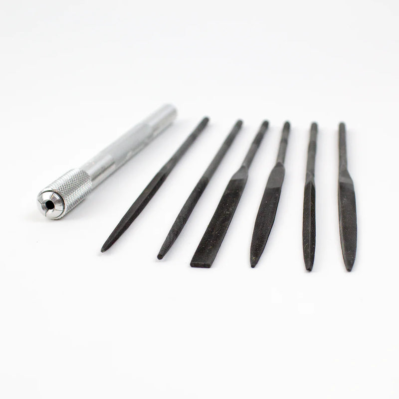 Load image into Gallery viewer, Excel 5-1/2" Long Cut #2 Needle Files - 6 Assorted Set with Handle