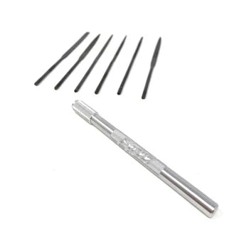Load image into Gallery viewer, Excel 5-1/2" Long Cut #2 Needle Files - 6 Assorted Set with Handle