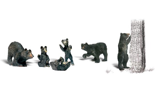 Woodland Scenics HO Black Bears pkg(6)