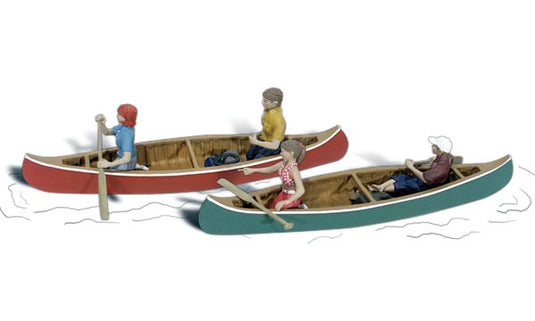 Woodland Scenics HO Canoers with 2 canoes