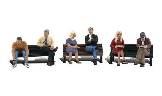 Woodland Scenics HO People on 3 Benches - Scenic Accents