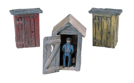 Woodland Scenics HO 3 Outhouses & Man - Kit