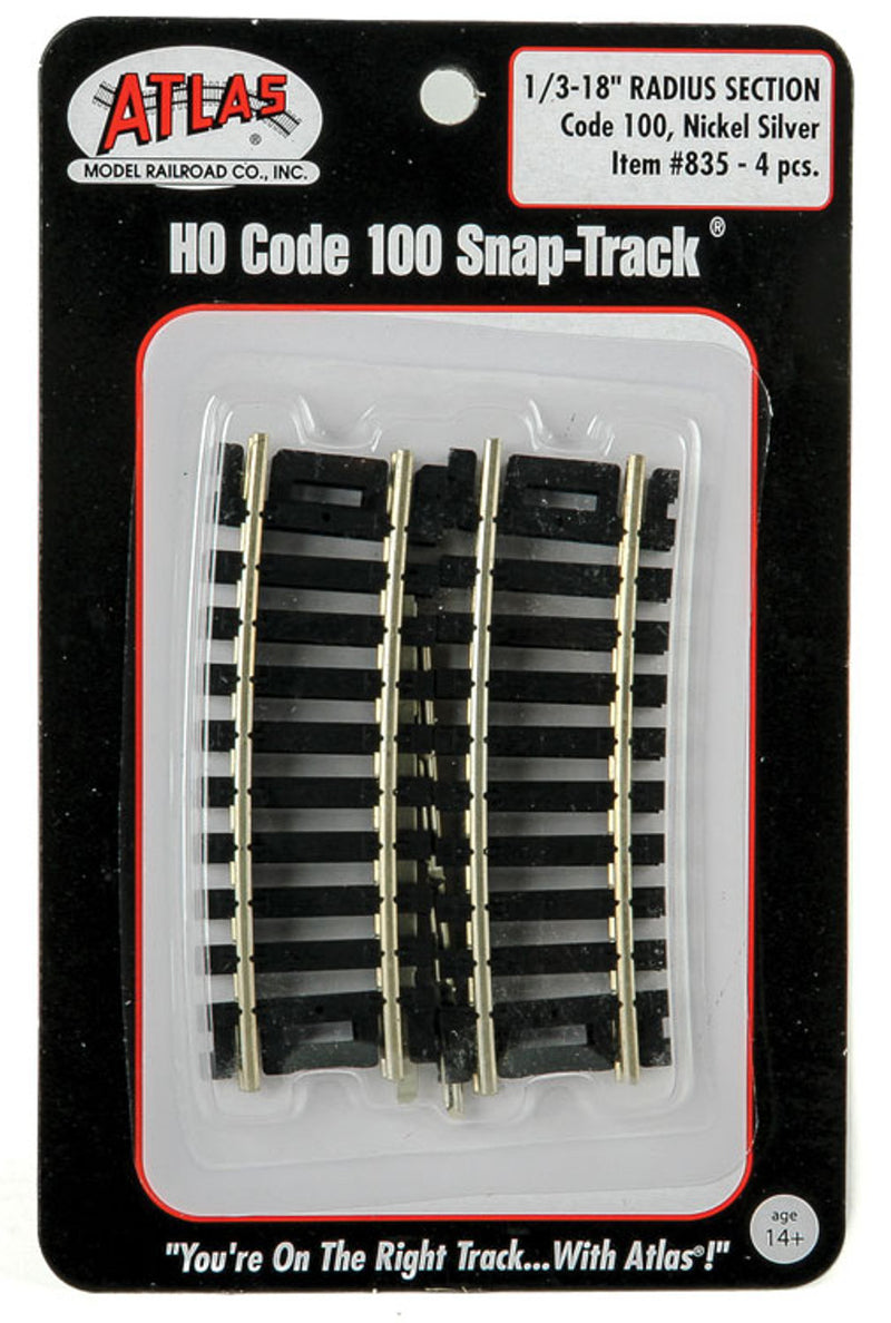 Load image into Gallery viewer, Atlas HO – Code 100 Curved Track 18" Radius (1/3 section) — 4-pack