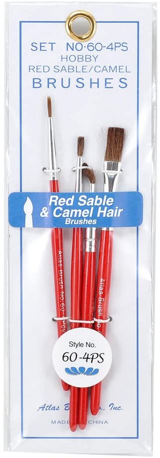 Load image into Gallery viewer, Atlas Brush #60-4PS Red Sable & Camel Hair Brushes with Short Handles (4)