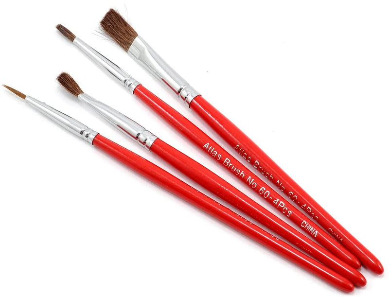 Load image into Gallery viewer, Atlas Brush #60-4PS Red Sable & Camel Hair Brushes with Short Handles (4)