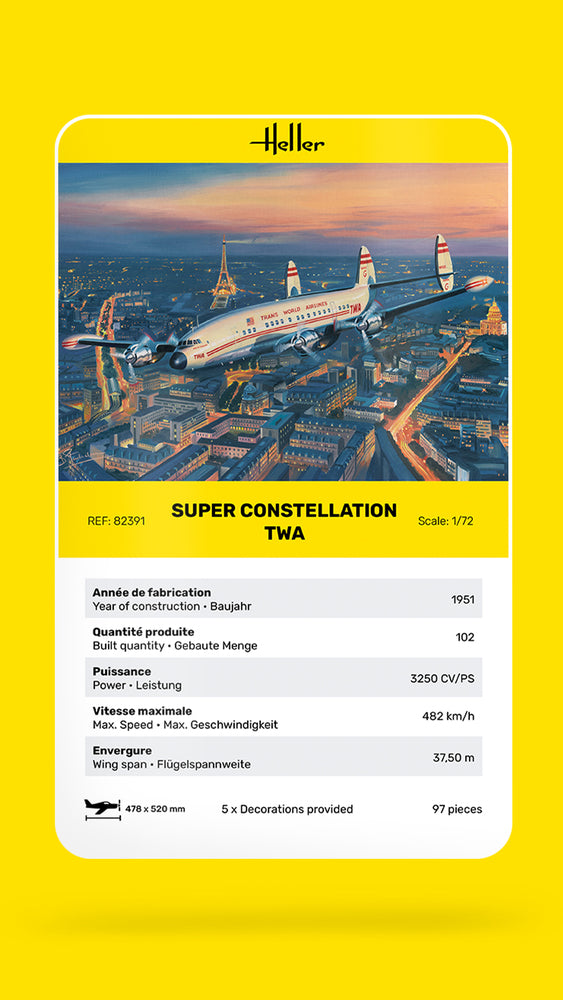 Load image into Gallery viewer, Heller 1/72 Lockheed L-1049 Super Constellation TWA - Kit