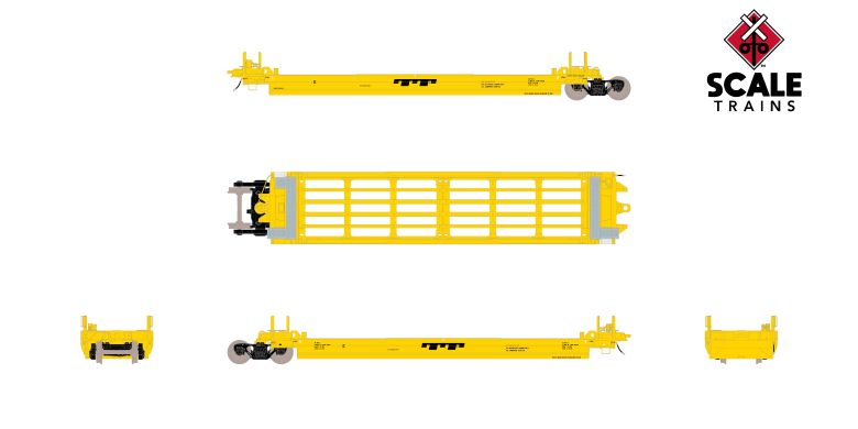 Chargez l'image dans la visionneuse de la galerie, ScaleTrains Rivet Counter HO Pullman-Standard Trinity Backpacker Well Car Set (5), Trailer Train/As-Delivered