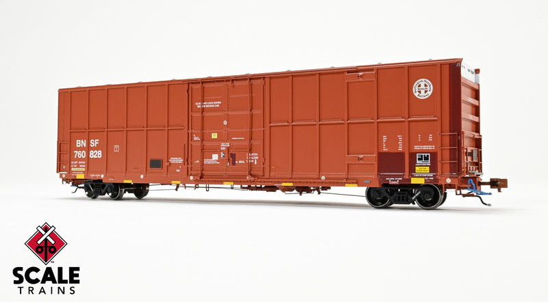 Chargez l'image dans la visionneuse de la galerie, ScaleTrains Rivet Counter HO Trinity 60' 7500 8' Double-Plug-Door High-Cube Boxcar - BNSF (Patched)