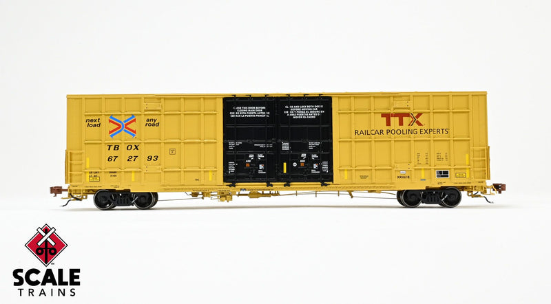 Chargez l'image dans la visionneuse de la galerie, ScaleTrains Rivet Counter HO Trinity 60' 7500 8' Double-Plug-Door High-Cube Boxcar - TTX