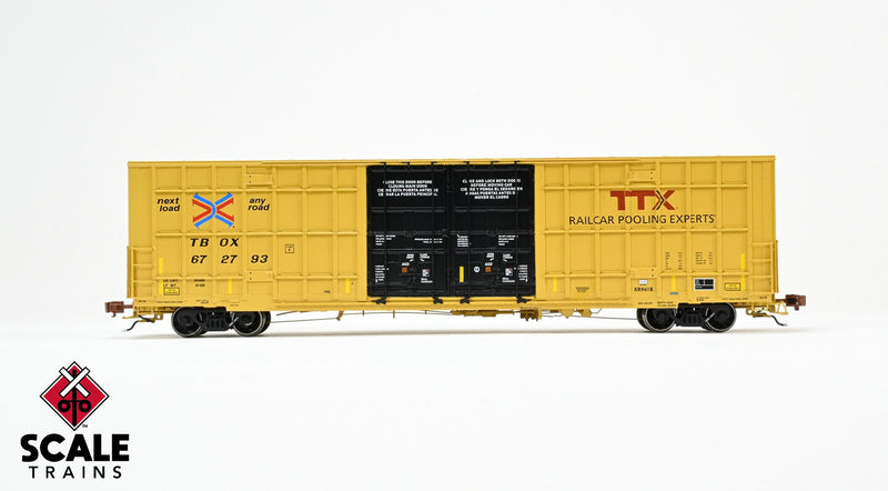 Chargez l'image dans la visionneuse de la galerie, ScaleTrains Rivet Counter HO Trinity 60' 7500 8' Double-Plug-Door High-Cube Boxcar - TTX