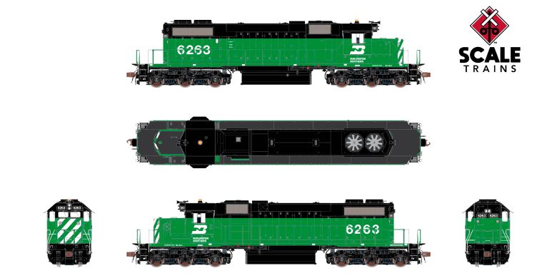 Chargez l'image dans la visionneuse de la galerie, ScaleTrains Rivet Counter HO Scale EMD SD38-2 w/o Dynamic Brakes, Burlington Northern : #6263