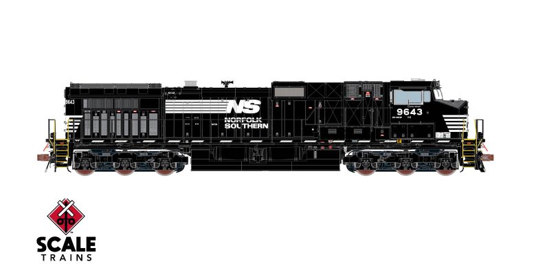 Chargez l'image dans la visionneuse de la galerie, ScaleTrains Rivet Counter HO GE DASH 9-44CW w/DCC & Sound - Norfolk Southern/Thoroughbred/Dashed Sill Stripe