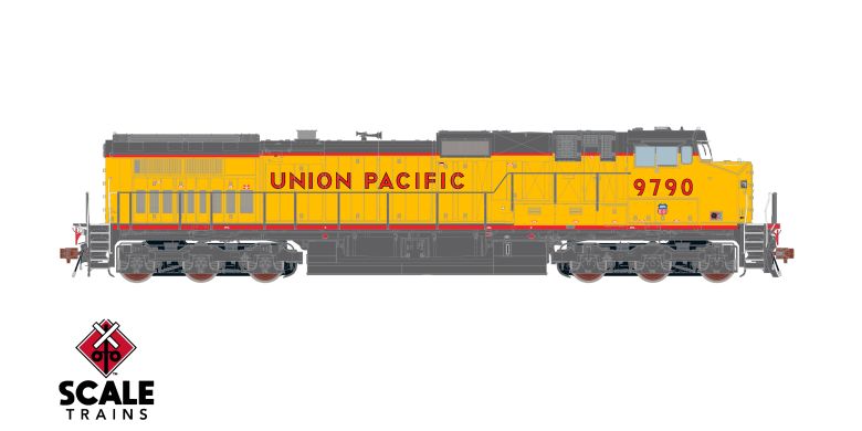 Chargez l'image dans la visionneuse de la galerie, ScaleTrains Rivet Counter HO GE DASH 9-44CW w/DCC & Sound - Union Pacific/Red Sill Stripe