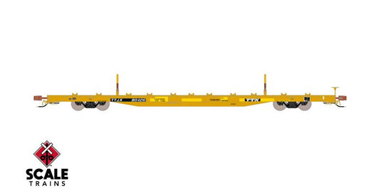 ScaleTrains Rivet Counter HO Scale BSC F68BH Finger Rack Flatcar, TTX/Yellow Repaint/Patched/1991 Speed Logo