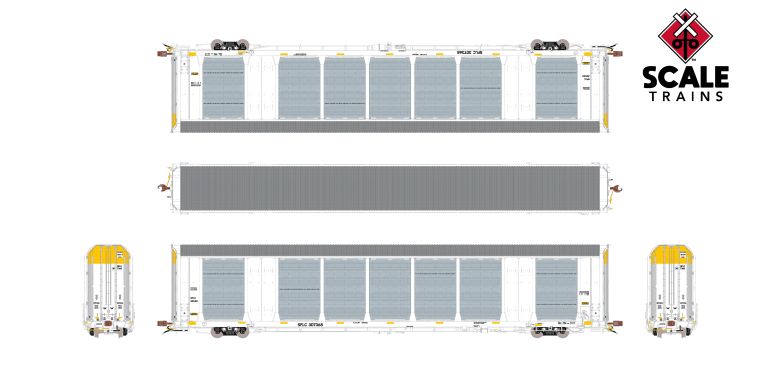 Chargez l'image dans la visionneuse de la galerie, ScaleTrains Rivet Counter HO Scale Gunderson Multi-Max Autorack, BNSF/White/Santa Fe Leasing/Large Panel Perforations/Globehopper Tracker/SFLC