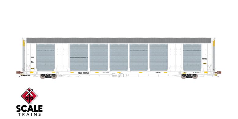 Chargez l'image dans la visionneuse de la galerie, ScaleTrains Rivet Counter HO Scale Gunderson Multi-Max Autorack, BNSF/White/Santa Fe Leasing/Large Panel Perforations/Globehopper Tracker/SFLC