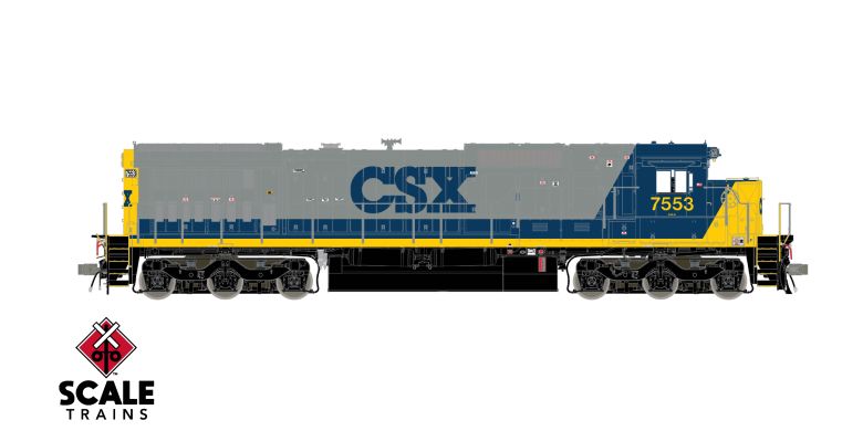 Chargez l'image dans la visionneuse de la galerie, ScaleTrains Rivet Counter HO – Locomotive GE Dash 8-40C DCC et son – CSX (YN2, toit de cabine bleu)