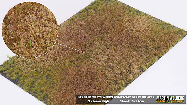 Load image into Gallery viewer, Martin Welberg – Touffes d'herbe étagées avec mauvaises herbes (Layered Tufts with Weeds) – 2-6 mm / Début d'hiver (Early Winter) (440-PW267)