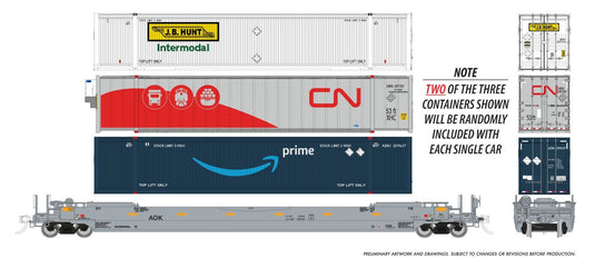 Rapido Trains HO – Wagon porte-conteneurs Husky-Stack 53 pi