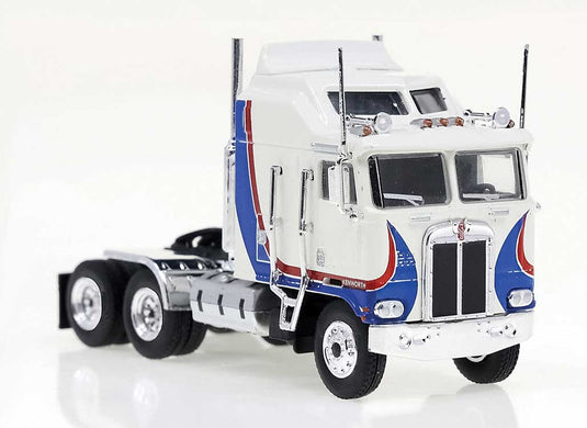 Brekina HO Kenworth K100 Aerodyne Sleeper-Cab Semi - White, Red, Blue