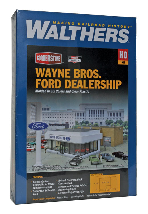 Walthers Cornerstone HO Wayne Bros. Ford Dealership - Kit