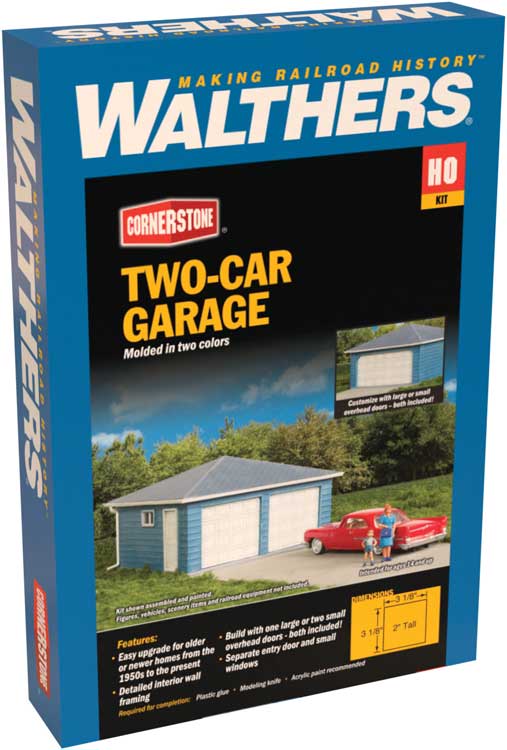 Walthers Cornerstone HO Two-Car Garage - Kit