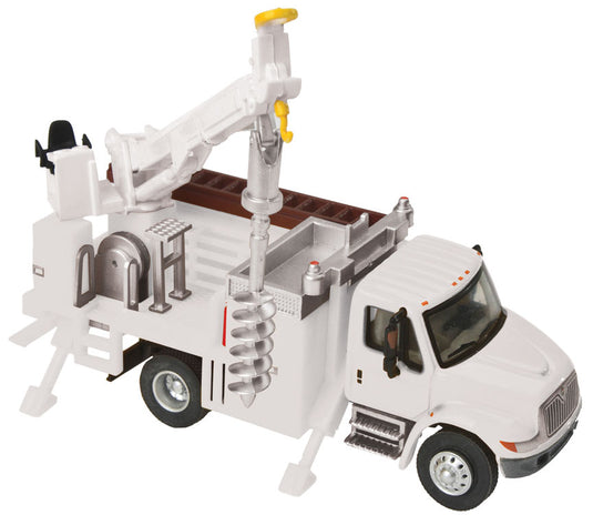 Walthers SceneMaster HO International 4300 Utility Truck w/Drill - White w/Railroad MOW Logo Decals