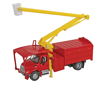 Walthers SceneMaster HO Camion International 4300 à 2 essieux avec nacelle d'élagage - Rouge