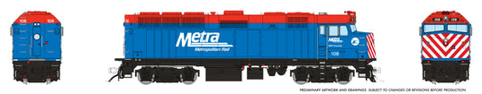 Rapido HO F40PH Metra bleu classique
