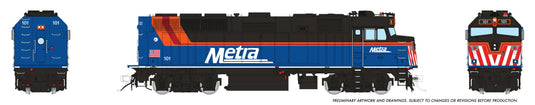 Rapido HO F40PH-3 Metra nouvelle livrée bleue