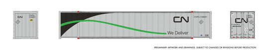 Rapido Trains HO – Conteneur high-cube 53 pi (lot de 2) : CN – We Deliver (vert)