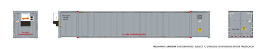 Rapido Trains HO – Conteneur high-cube 53 pi (lot de 2) : CP – gris, sans logo