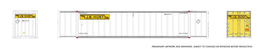 Rapido Trains HO – Conteneur high-cube 53 pi (lot de 2) : J.B. Hunt – livrée ancienne