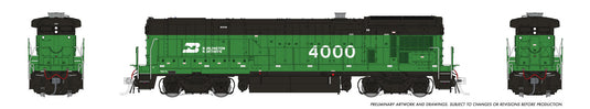 Rapido HO GE B30-7A sans cabine Burlington Northern (capot lisse)