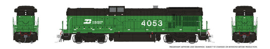 Rapido HO GE B30-7A sans cabine Burlington Northern (bosse de frein dynamique)
