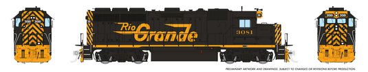 Rapido Trains HO – EMD GP40 Rio Grande grand logo nº 3081