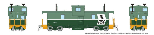 Rapido Trains HO Fourgon de queue PGE/BC Rail Squamish - Pacific Great Eastern - Grand logo carte géographique (Noire)