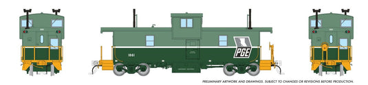 Rapido Trains HO Fourgon de queue PGE/BC Rail Squamish - Pacific Great Eastern - Logo carte géographique (Gris)