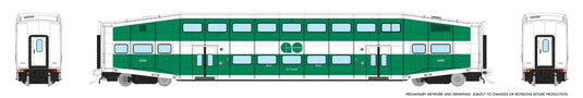 Rapido Trains HO BBD BiLevel Commuter Car: GO Transit - Late