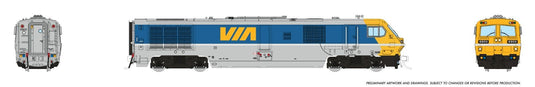 Rapido Trains HO LRC Locomotive (DC/DCC/Sound): VIA Rail Blue Test Scheme