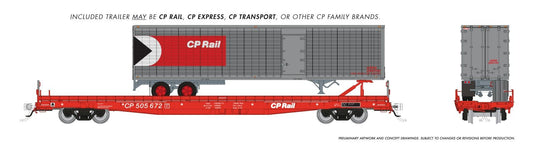 Rapido Trains HO – Wagon plat piggyback Marine Industries : CP Rail avec remorque de 45 pi