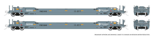 Rapido Trains HO – Wagon porte-conteneurs Husky-Stack 53 pi – Lot de 2 : Ferromex