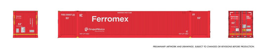 Rapido Trains HO – Conteneur à renforts extérieurs 53 pi (lot de 2) : Ferromex – rouge