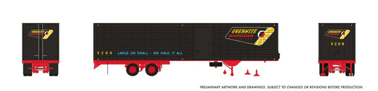 Rapido Trains HO – Remorque Fruehauf à parois ondulées 40 pi : Overnite – noir