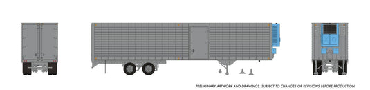 Rapido Trains HO – Remorque Fruehauf à parois ondulées 40 pi avec porte latérale et groupe frigorifique : argent, non lettrée