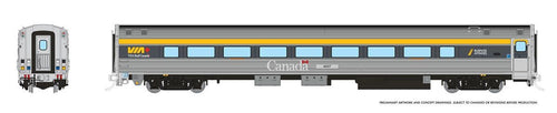 Rapido Trains HO VIA HEP2 Coach: VIA Rail - Current Scheme (Grey)