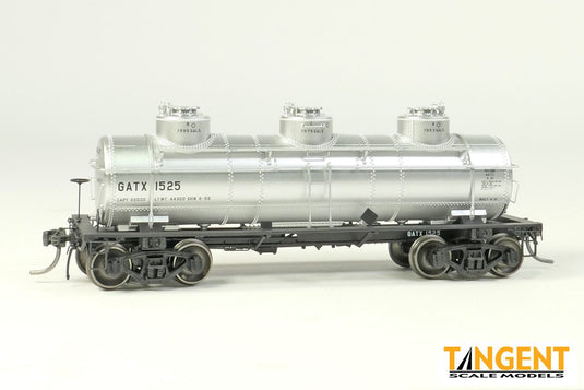 Tangent Scale Models HO GATX “Silver Lease” 1958+ GA 6,000 Gal 3-Compartment Tank Car