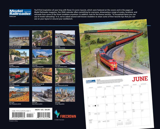 Firecrown 2026 Model Railroader Calendar - 12 Month Calendar, 13 x 10-1/2