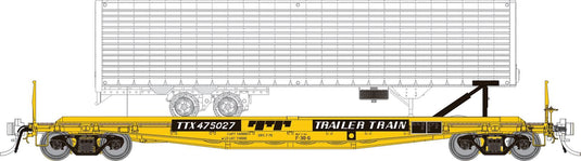 Rapido HO F30D 50' TOFC Flat Car w/trailer: TTX - Yellow