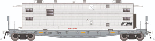 Rapido Trains HO F30A 50' Flat Car w/Sleeper Camp Van: Norfolk Southern - MOW